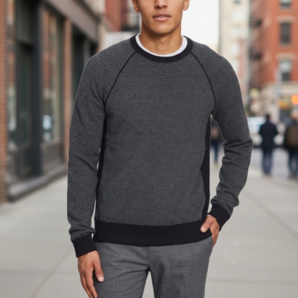 NWT Vince Cashmere sweater‎ Birdseye raglan crewneck wool Blend Heather grey xxl